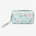 Blue Quilted Cosmetic Bag with Heart Print (YM1435)