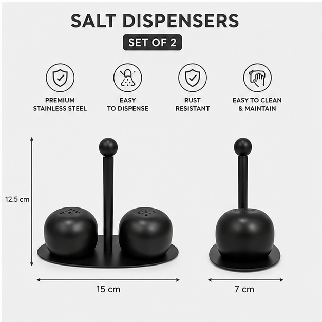 Salt Dispensers Black Set of 2 (YM1675)