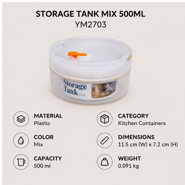 Mixed Plastic Storage Tank 500ml (YM2703)