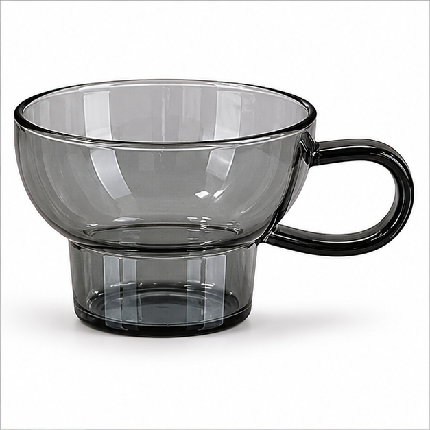 Black Glass Coffee Cup for Hot & Cold Drinks (YM1689)