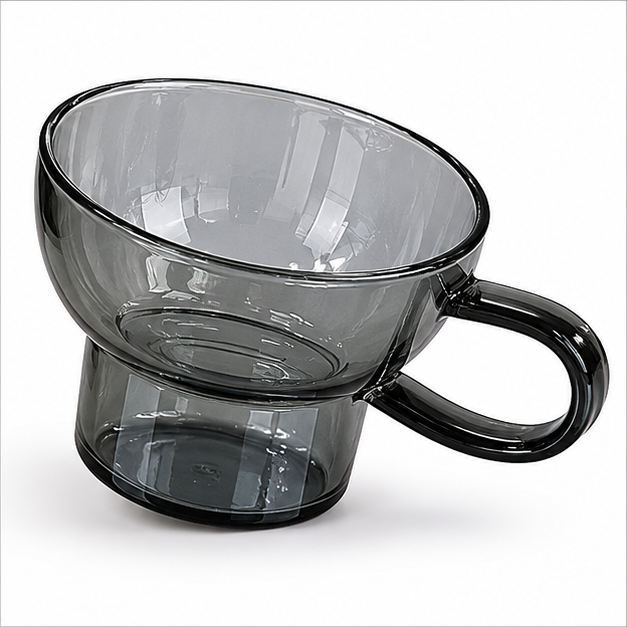 Black Glass Coffee Cup for Hot & Cold Drinks (YM1689)