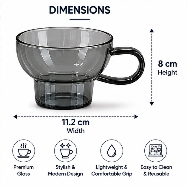 Black Glass Coffee Cup for Hot & Cold Drinks (YM1689)