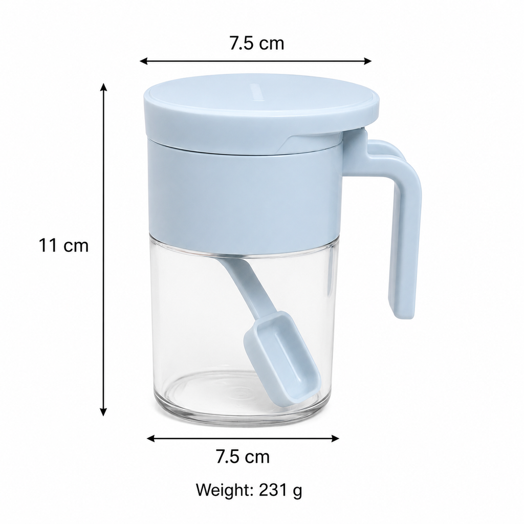 Sky Blue Handle Storage Jar with Scoop(YM1257)