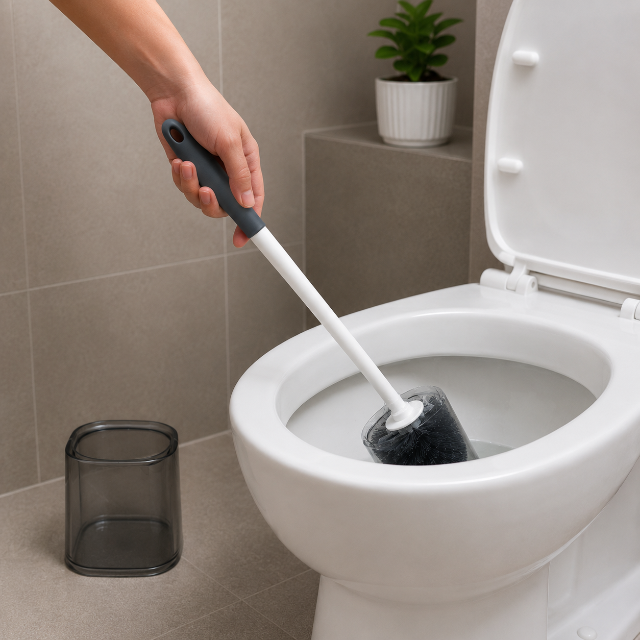 Premium Black Toilet Brush with Holder(YM2784)