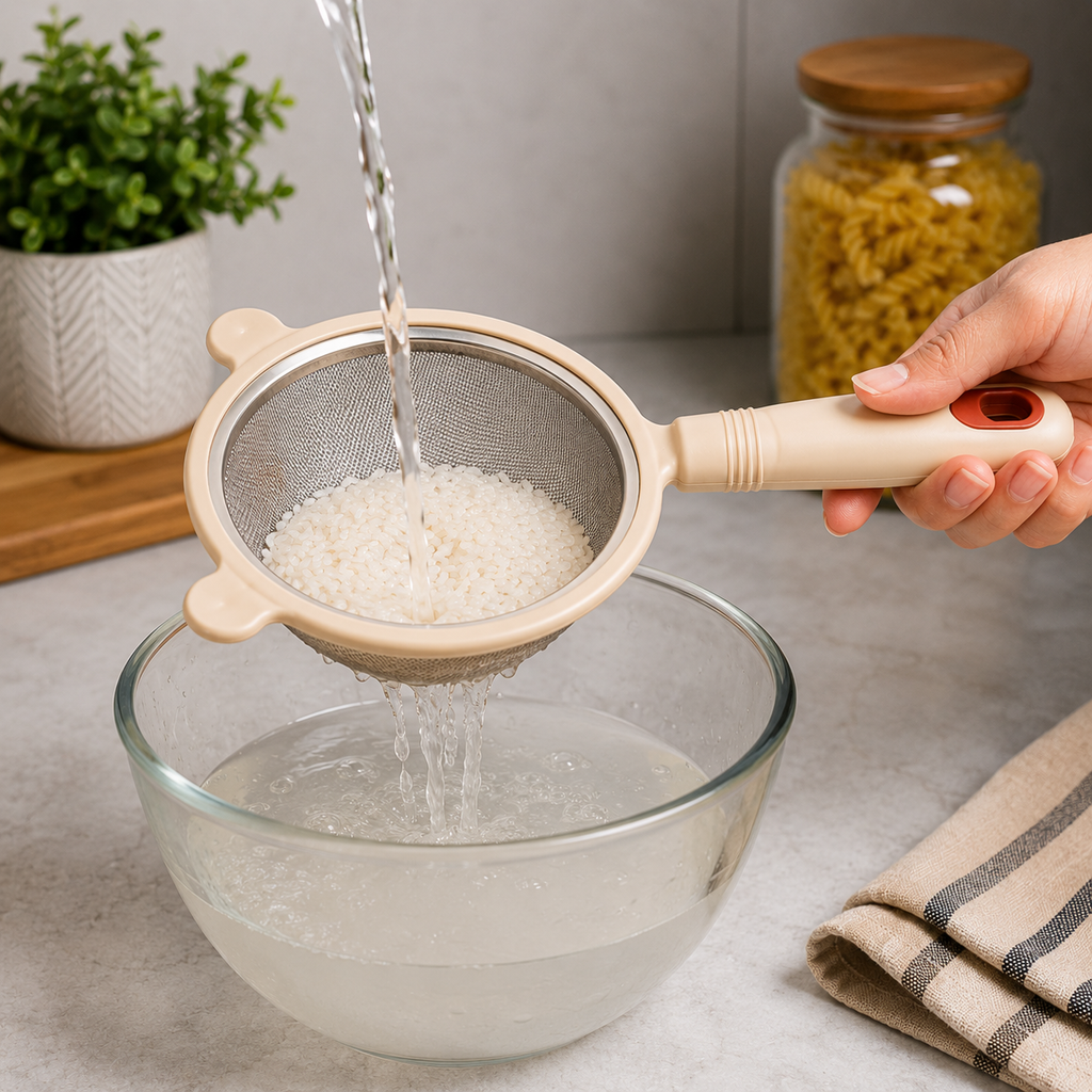 Beige Elite Fine Mesh Hand Strainer (YM1365)