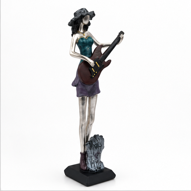 Modern Aqua Silver Singer Figurine Showpiece for Home Decor (YM1160)