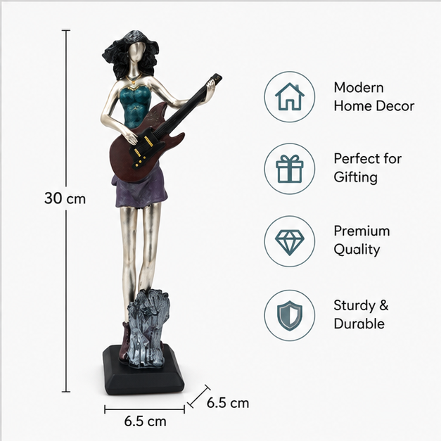 Modern Aqua Silver Singer Figurine Showpiece for Home Decor (YM1160)