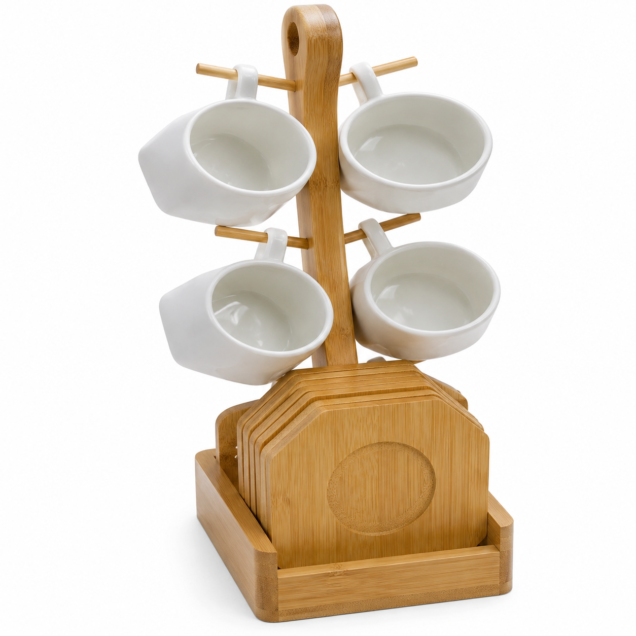 Ceramic Condiment Bowl Set with Wooden Stand  (YM2462)