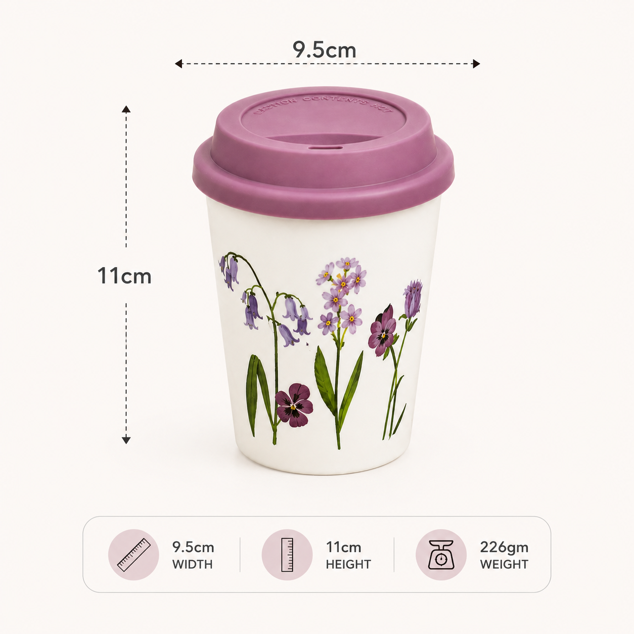 Floral Coffee Tumbler with Lid – Mauve (YM2856)