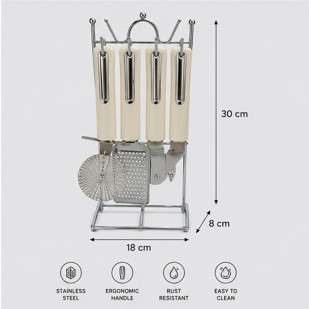 Kitchen Tool Set White Set of 8 (YM1084)