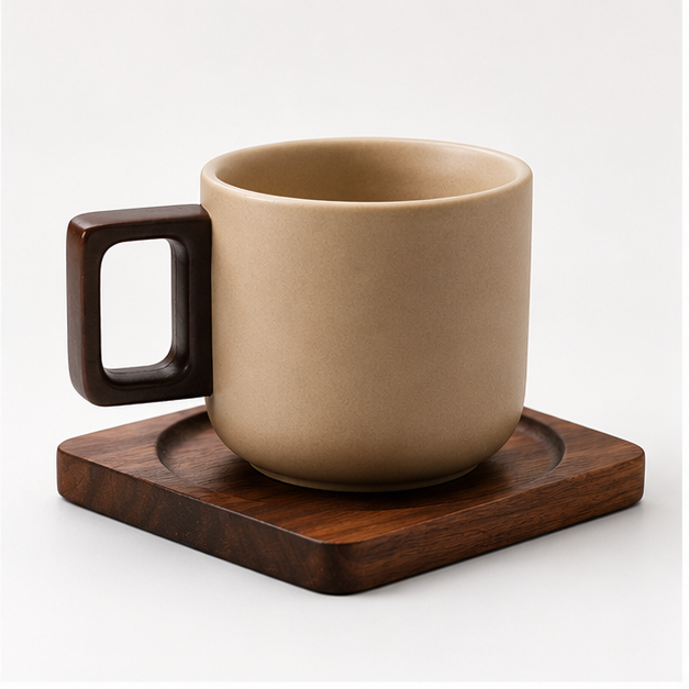 Grey Signature Latte Cup with Saucer (YM2388)