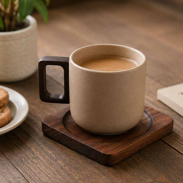 Grey Signature Latte Cup with Saucer (YM2388)