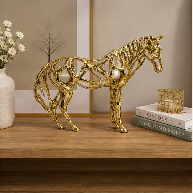 Gold Designer Horse Figurine for Home Decor (YM2260)