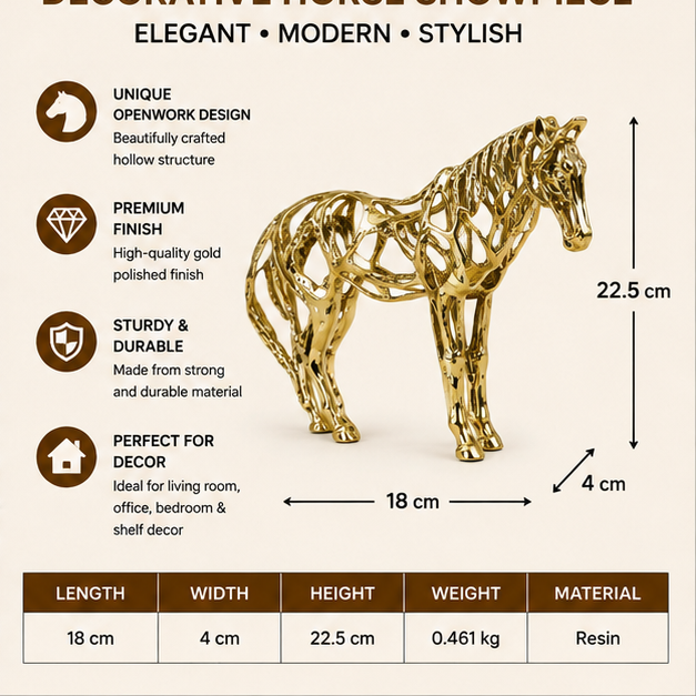 Gold Designer Horse Figurine for Home Decor (YM2260)