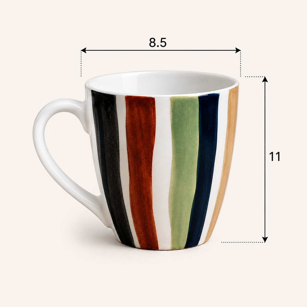 Multicolor Vertical Stripe Ceramic Coffee Mug (YM2841)