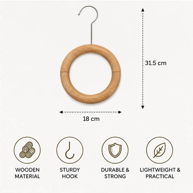 Beige Wooden Round Hanger for Bathroom Storage (YM428)