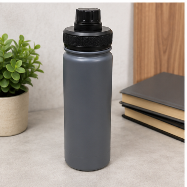 Grey Stainless Steel Vacuum Water Bottle 500ml (YM1992)