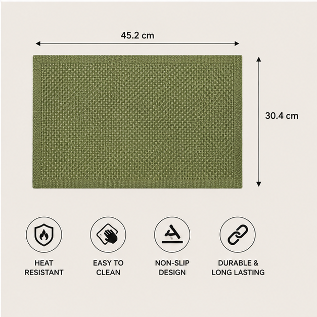 Green Table Mat Set of 6 for Dining Table (YM710)