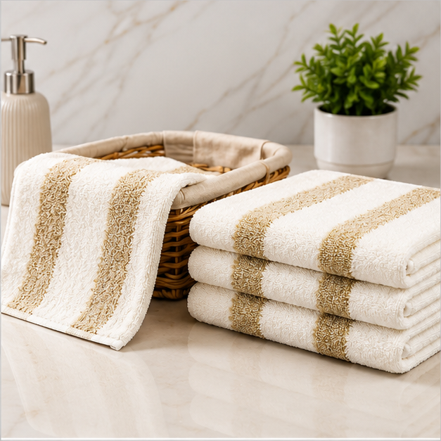 Towel Cream and Green Set of 4 (YM362)
