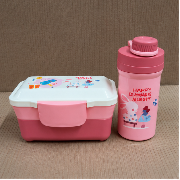 Pink Kids Lunch Box with Bottle Set (YM2473)