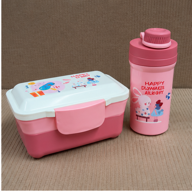 Pink Kids Lunch Box with Bottle Set (YM2473)