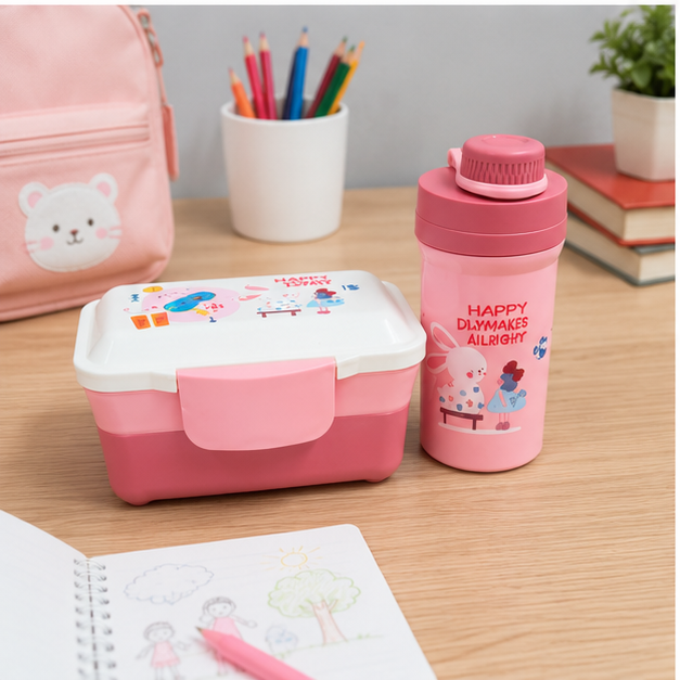 Pink Kids Lunch Box with Bottle Set (YM2473)