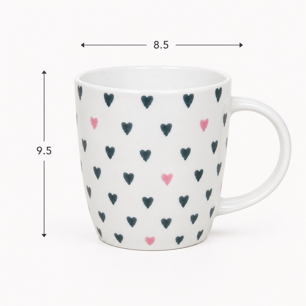 Heart Print Ceramic Tea & Coffee Mug (YM2850)