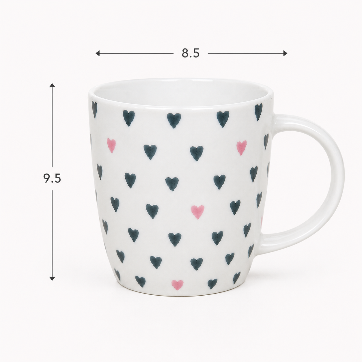 Heart Print Ceramic Tea & Coffee Mug (YM2850)