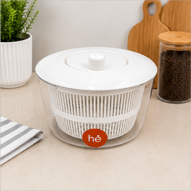White Salad Spinner for Washing & Drying Greens (YM1795)