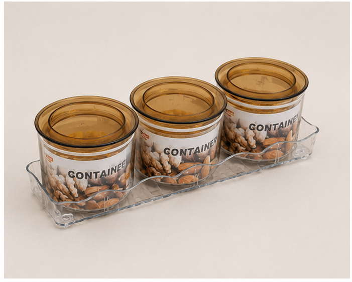 Brown Plastic Storage Box Set of 4 (YM663)