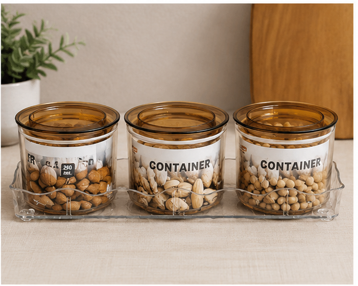 Brown Plastic Storage Box Set of 4 (YM663)
