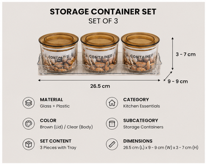 Brown Plastic Storage Box Set of 4 (YM663)