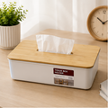 Storage Box with Tissue Holder – White Organizer Box (YM559)