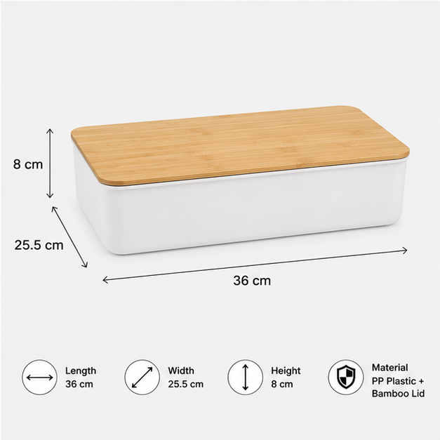 Storage Box with Tissue Holder – White Organizer Box (YM559)