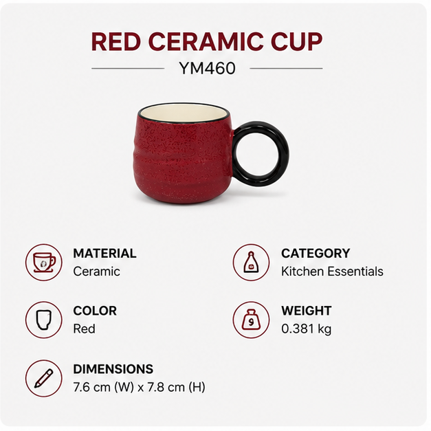 Red Ceramic Tea & Coffee Cup (YM460)