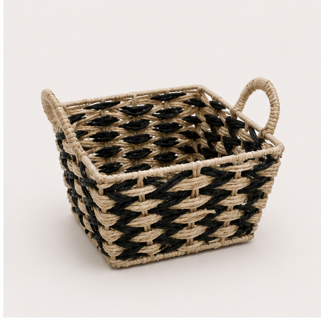 Black Small Rope & Jute Laundry Basket (YM915)