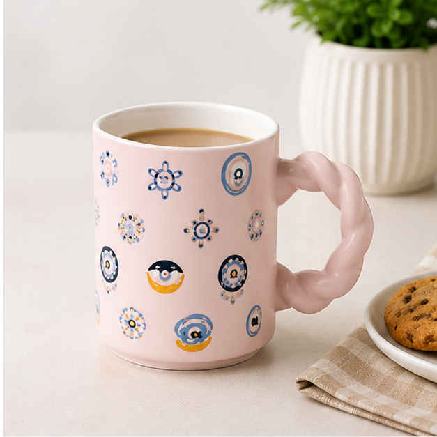 Pink Ceramic Tea Coffee Mug for Drinkware Collection (YM2844)