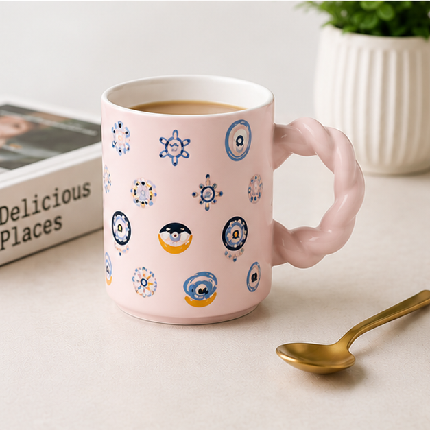 Pink Ceramic Tea Coffee Mug for Drinkware Collection (YM2844)