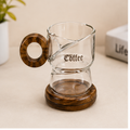 Transparent Glass Cup with Brown Wooden Plate (YM1569)