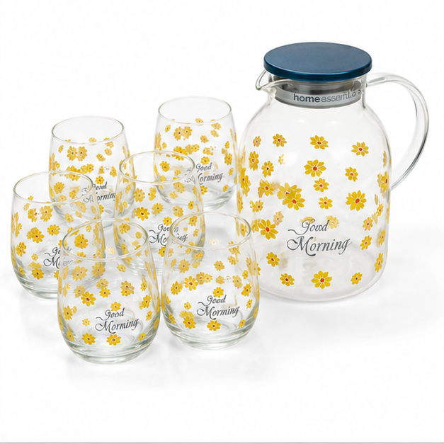 Premium Glass Jug Set of 7 for Elegant Beverage Serving (YM1573)