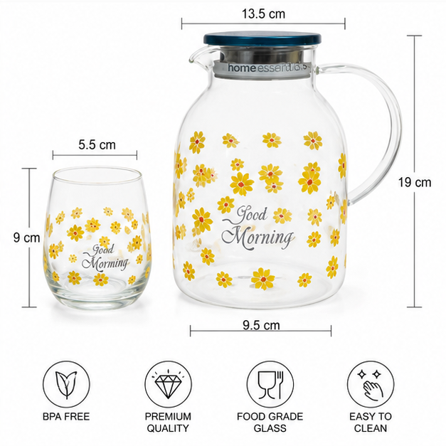 Premium Glass Jug Set of 7 for Elegant Beverage Serving (YM1573)