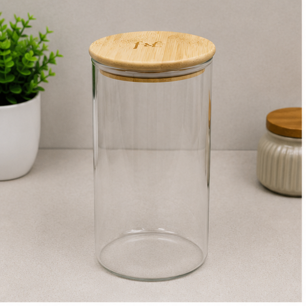 Large Transparent Glass Jar with Wooden Lid (YM1716)
