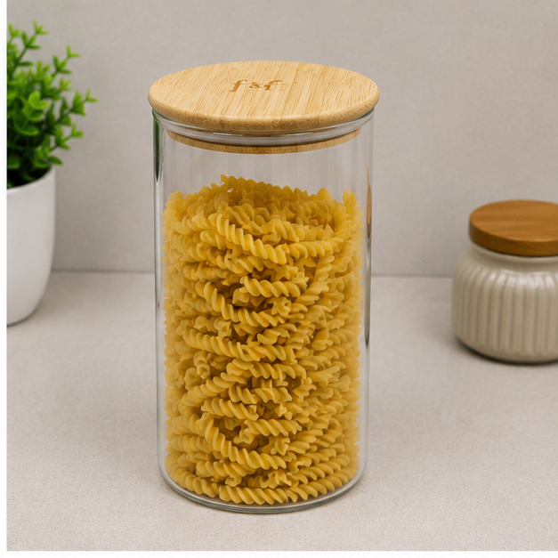 Large Transparent Glass Jar with Wooden Lid (YM1716)