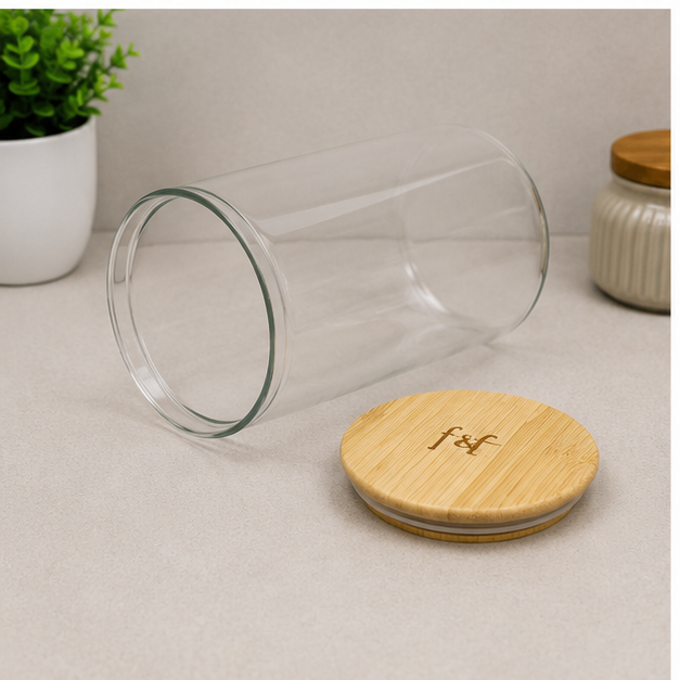Large Transparent Glass Jar with Wooden Lid (YM1716)