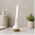 Ergonomic White Plastic Scrub Brush for Bathroom Cleaning (RB-E24056-CR)