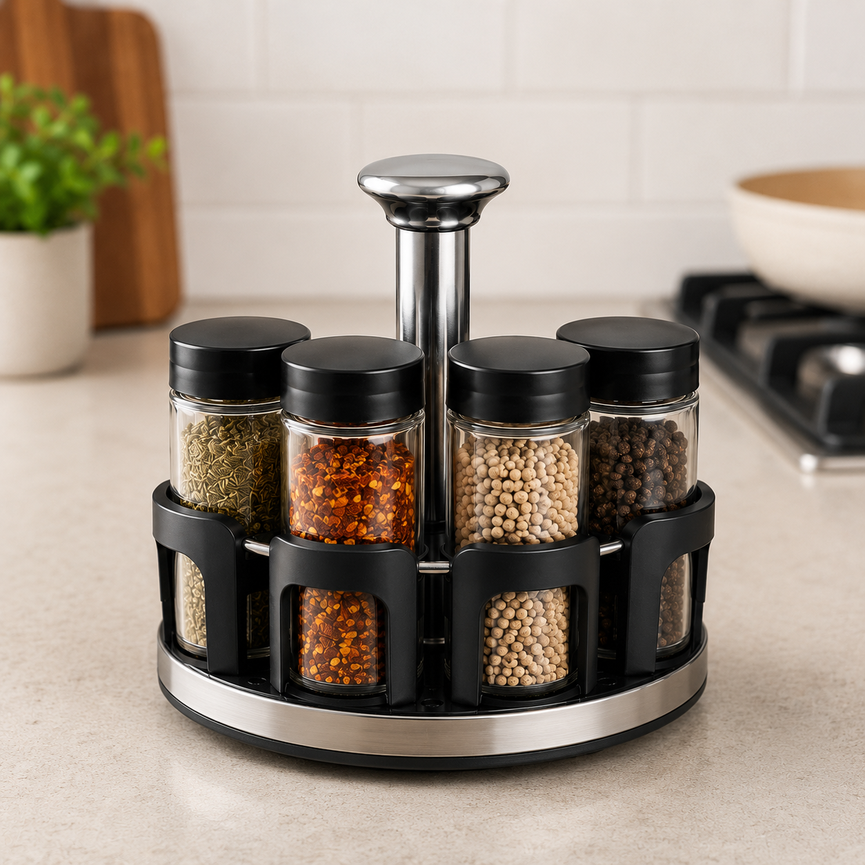 Glass Seasoning Organizer Set of 4 (YM065)