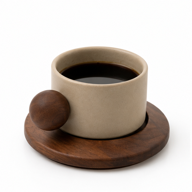 Grey Signature Latte Cup with Saucer (YM2392)