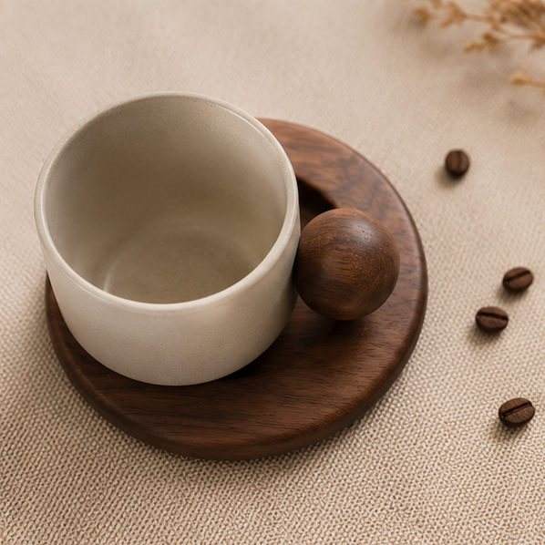 Grey Signature Latte Cup with Saucer (YM2392)