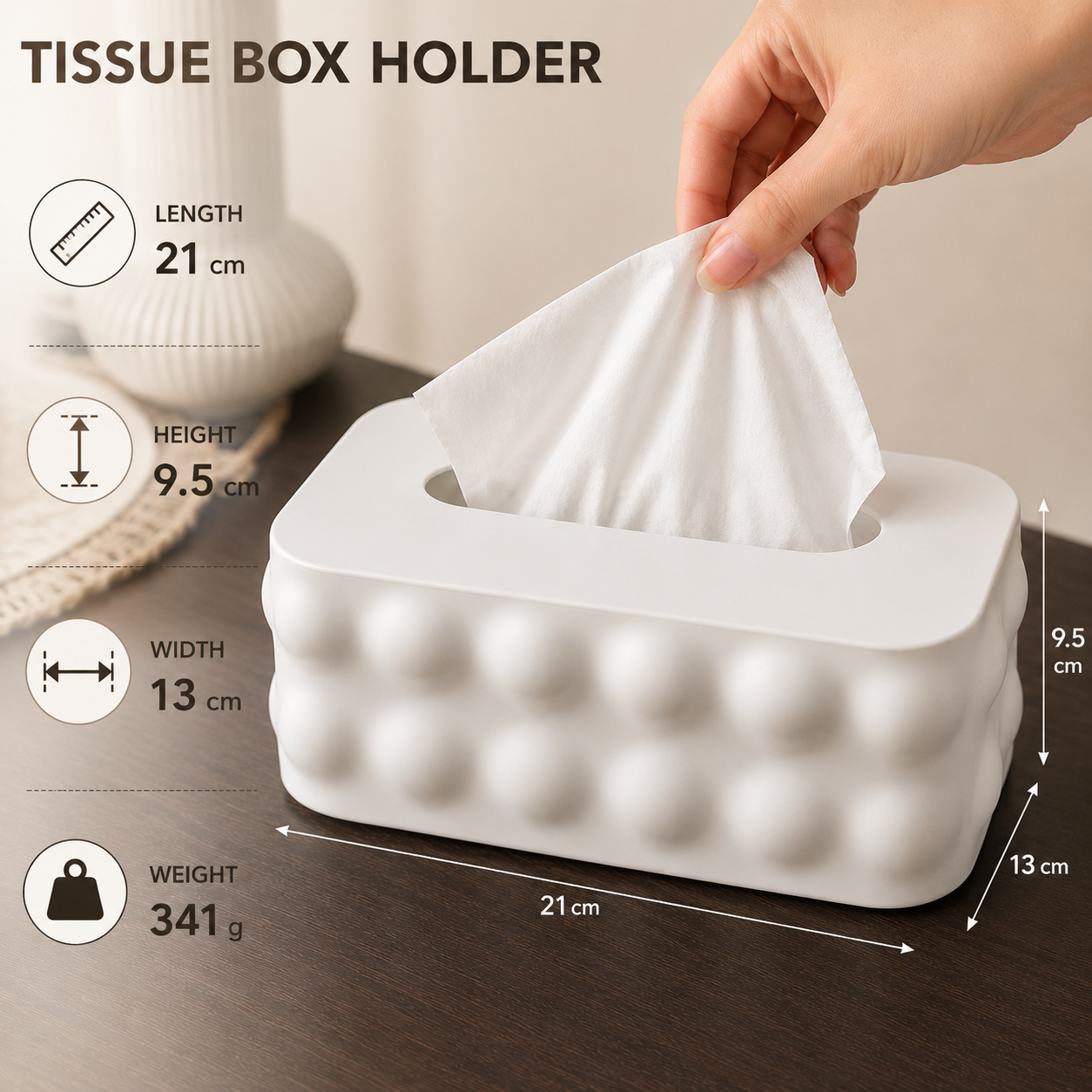 White Tissue Box Holder(YM2713)