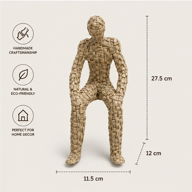Geometric Cube Texture Human Figurine Beige Decorative Sculpture (YM2317)